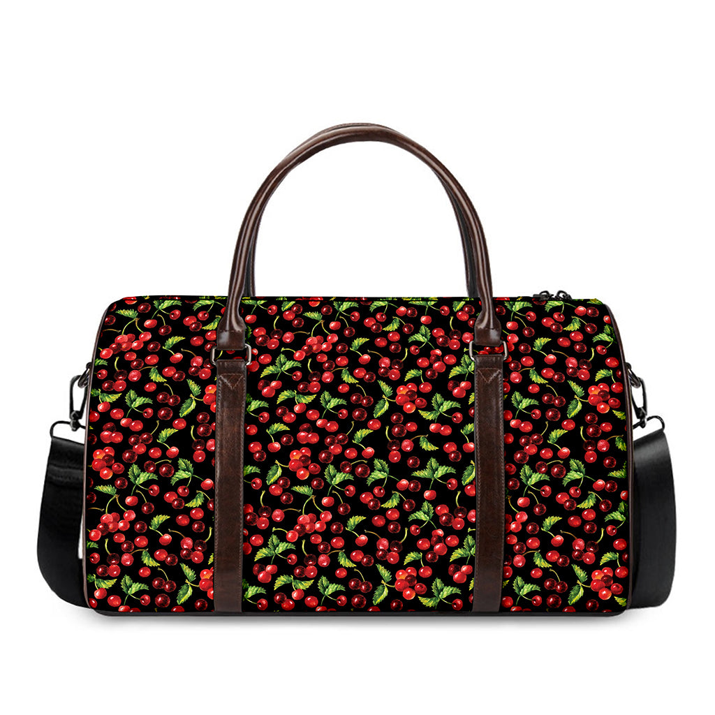 Watercolor Cherry Pattern Print Duffle Bag