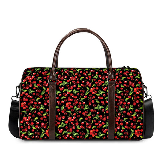 Watercolor Cherry Pattern Print Duffle Bag