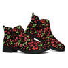 Watercolor Cherry Pattern Print Flat Ankle Boots