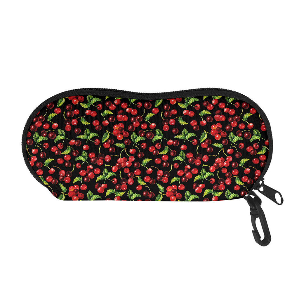 Watercolor Cherry Pattern Print Glasses Case