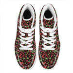 Watercolor Cherry Pattern Print High Top Leather Sneakers