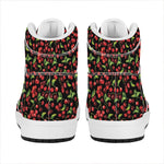 Watercolor Cherry Pattern Print High Top Leather Sneakers