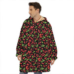 Watercolor Cherry Pattern Print Hoodie Blanket