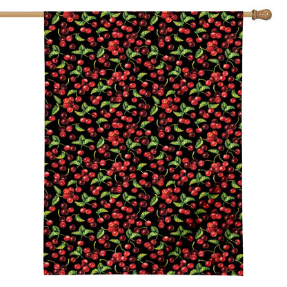 Watercolor Cherry Pattern Print House Flag