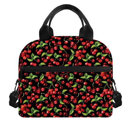 Watercolor Cherry Pattern Print Insulated Lunch Bag