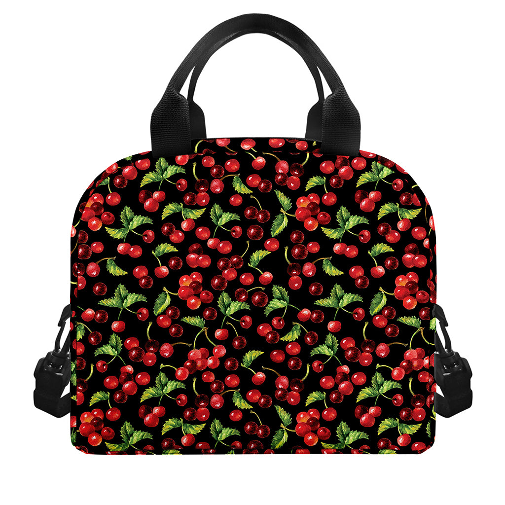 Watercolor Cherry Pattern Print Insulated Lunch Bag