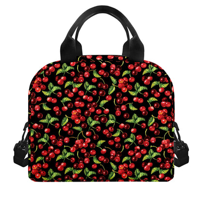 Watercolor Cherry Pattern Print Insulated Lunch Bag