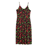 Watercolor Cherry Pattern Print Jersey Midi Cami Dress