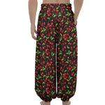 Watercolor Cherry Pattern Print Lantern Pants
