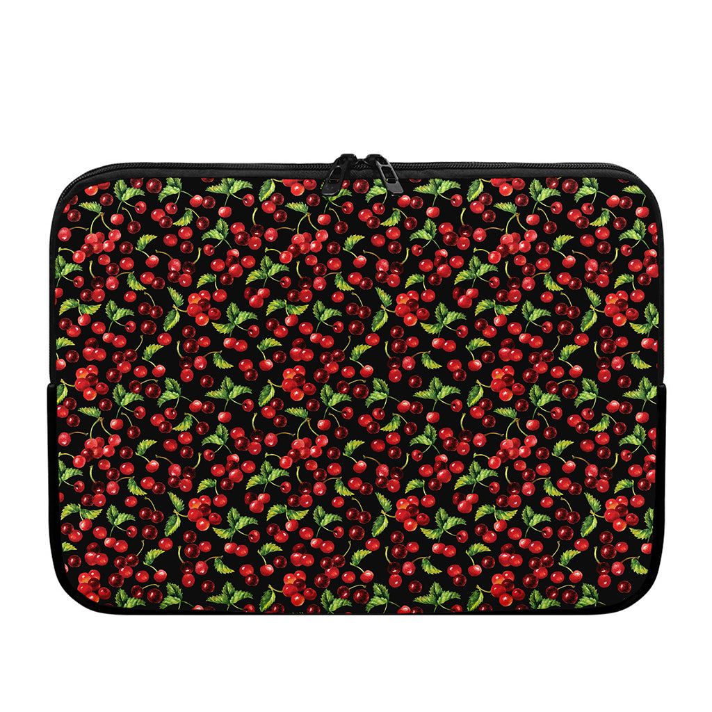 Watercolor Cherry Pattern Print Laptop Sleeve