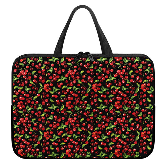 Watercolor Cherry Pattern Print Laptop Sleeve With Handle