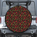Watercolor Cherry Pattern Print Leather Spare Tire Cover