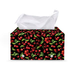 Watercolor Cherry Pattern Print Leather Tissue Box Cover