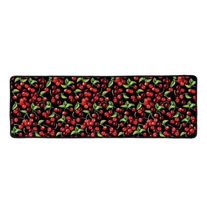 Watercolor Cherry Pattern Print Long Kitchen Mat