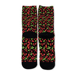 Watercolor Cherry Pattern Print Long Socks