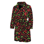 Watercolor Cherry Pattern Print Men's Bathrobe