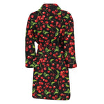 Watercolor Cherry Pattern Print Men's Bathrobe