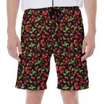 Watercolor Cherry Pattern Print Men's Beach Shorts