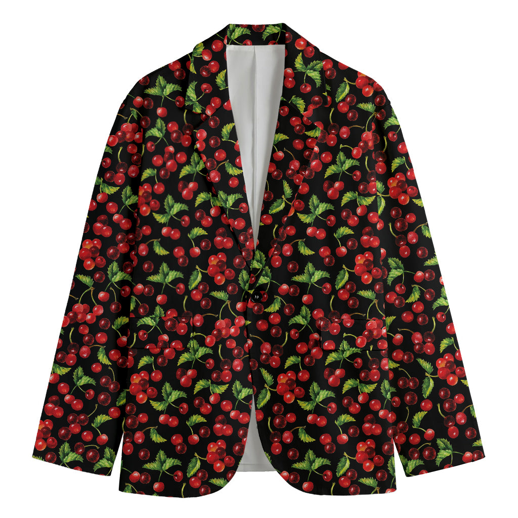 Watercolor Cherry Pattern Print Men's Blazer