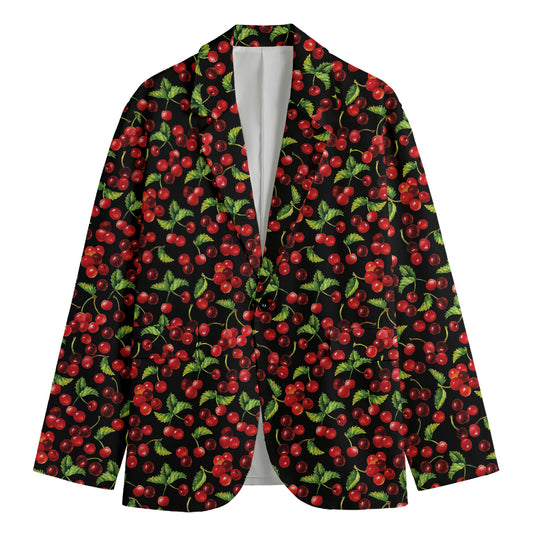Watercolor Cherry Pattern Print Men's Blazer