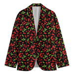 Watercolor Cherry Pattern Print Men's Blazer