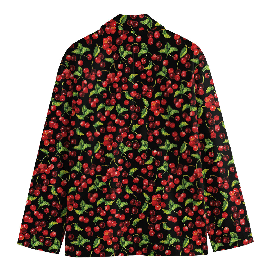 Watercolor Cherry Pattern Print Men's Blazer