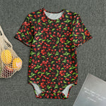 Watercolor Cherry Pattern Print Men's Bodysuit