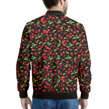 Watercolor Cherry Pattern Print Men's Bomber Jacket