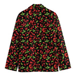 Watercolor Cherry Pattern Print Men's Cotton Blazer