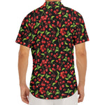 Watercolor Cherry Pattern Print Men's Deep V-Neck Shirt