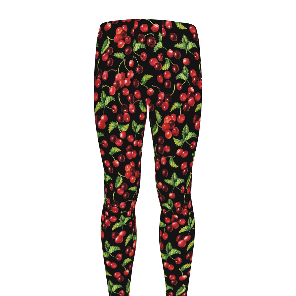 Watercolor Cherry Pattern Print Men's leggings