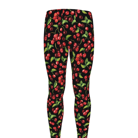 Watercolor Cherry Pattern Print Men's leggings