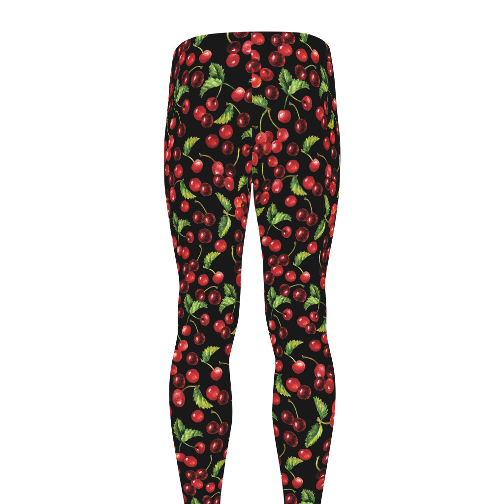 Watercolor Cherry Pattern Print Men's leggings