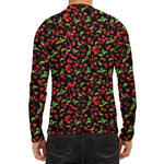 Watercolor Cherry Pattern Print Men's Long Sleeve Rash Guard
