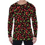 Watercolor Cherry Pattern Print Men's Long Sleeve T-Shirt
