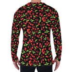 Watercolor Cherry Pattern Print Men's Long Sleeve T-Shirt