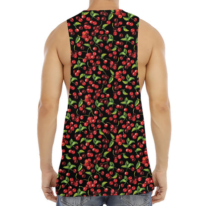 Watercolor Cherry Pattern Print Men's Muscle Tank Top
