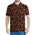 Watercolor Cherry Pattern Print Men's Polo Shirt