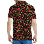 Watercolor Cherry Pattern Print Men's Polo Shirt