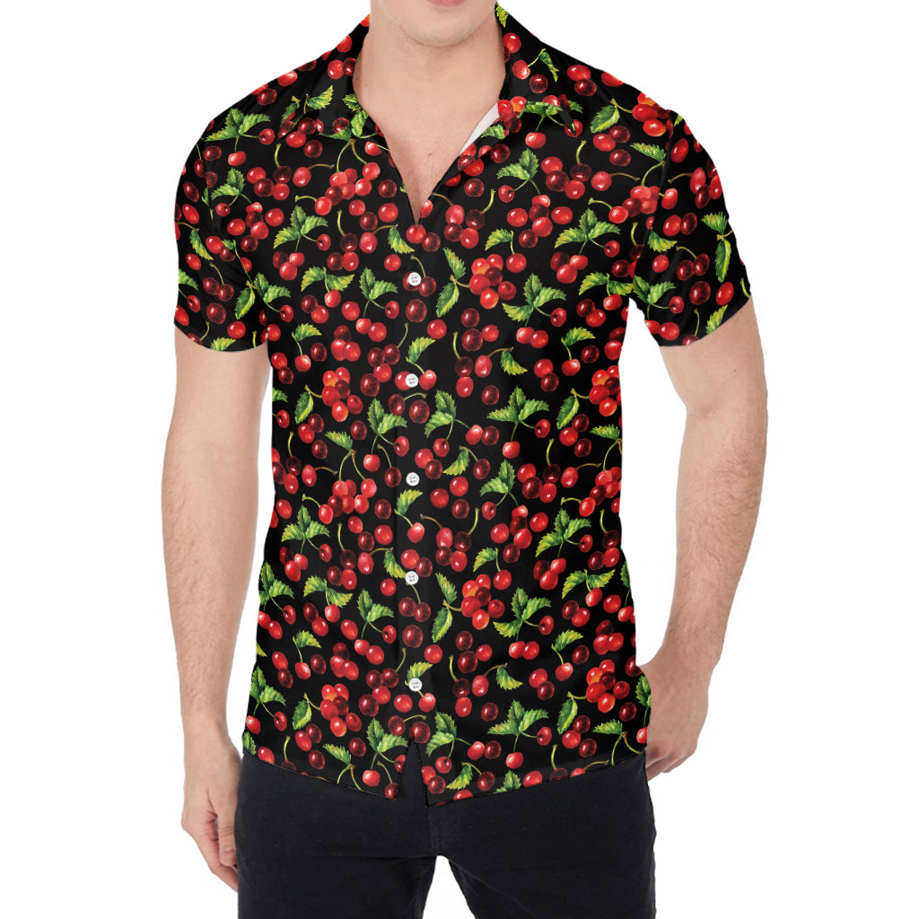 Watercolor Cherry Pattern Print Men's Shirt