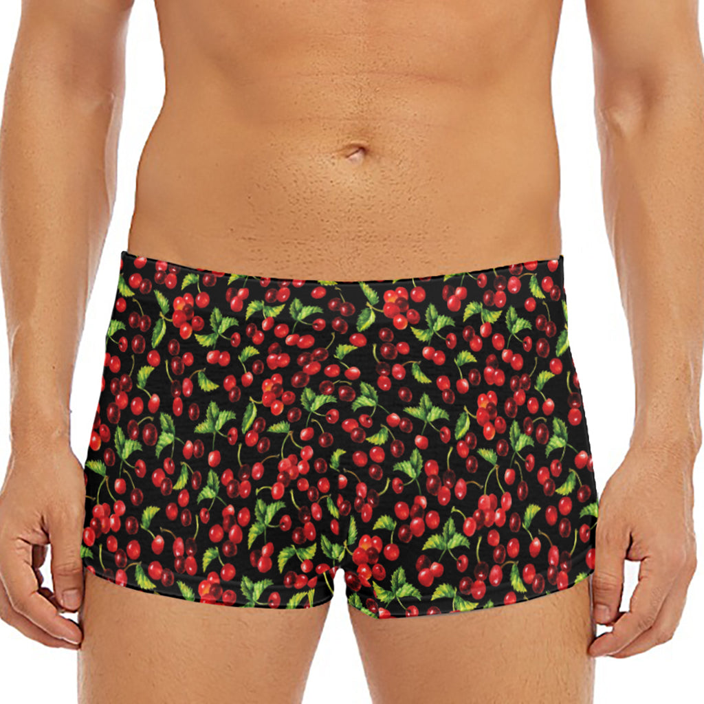 Watercolor Cherry Pattern Print Men's Short Boxer Briefs