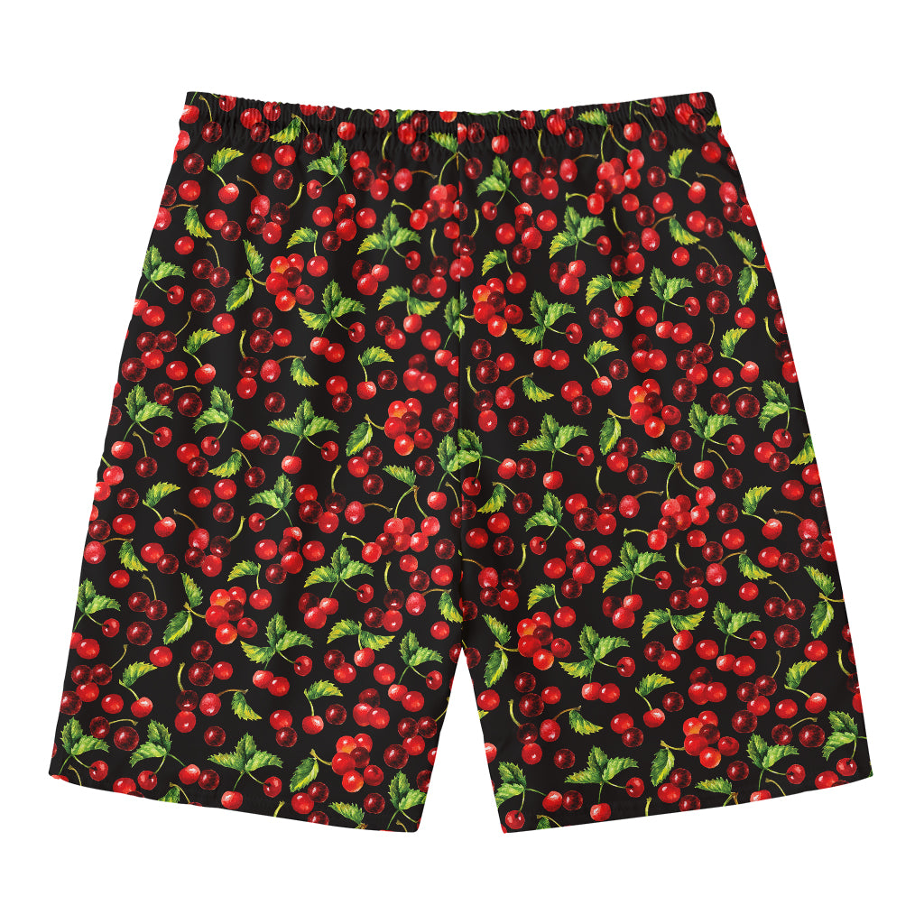 Watercolor Cherry Pattern Print Men's Swim Trunks
