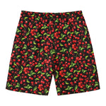 Watercolor Cherry Pattern Print Men's Swim Trunks