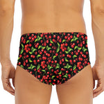 Watercolor Cherry Pattern Print Men's Triangle Swim Briefs