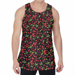 Watercolor Cherry Pattern Print Men's Velvet Tank Top