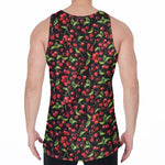 Watercolor Cherry Pattern Print Men's Velvet Tank Top