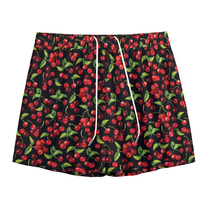 Watercolor Cherry Pattern Print Mesh Shorts