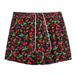 Watercolor Cherry Pattern Print Mesh Shorts