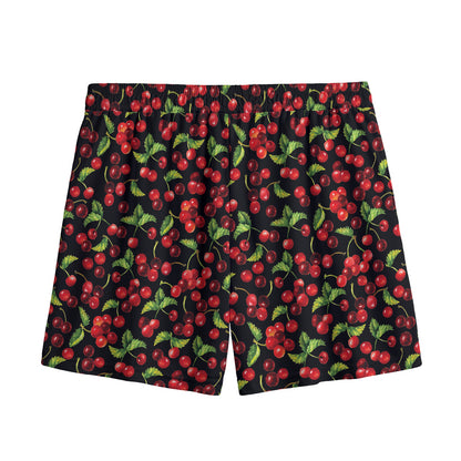 Watercolor Cherry Pattern Print Mesh Shorts