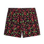 Watercolor Cherry Pattern Print Mesh Shorts